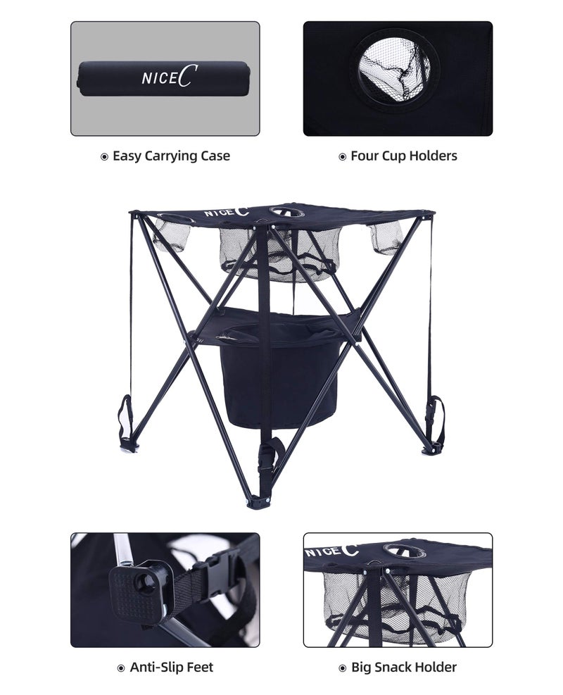 Nice C Camping Cooler with Table, Canvas Table, Portable Drink Tables, Tailgating & Beach Tables, Ultralight Compact with Carry Bag for Outdoor, Picnic - Image 3